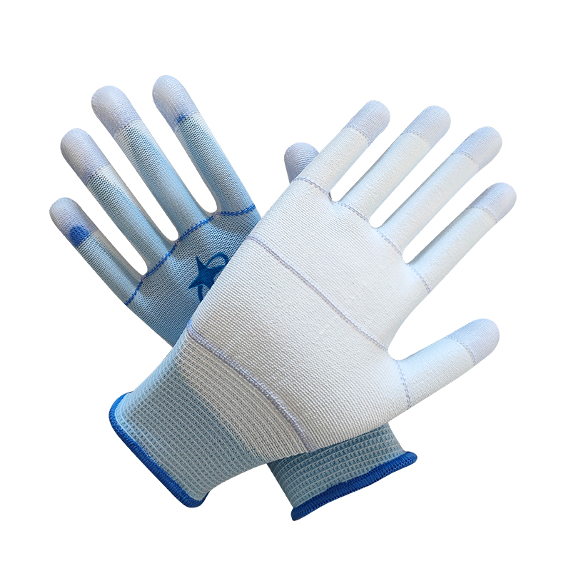 星宇PU538尼龍彩指加固PU勞保手套圖片1