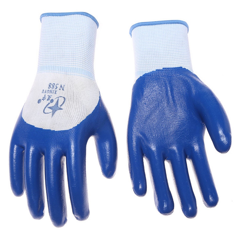 星宇N588十三針白尼龍丁腈勞保手套圖片1