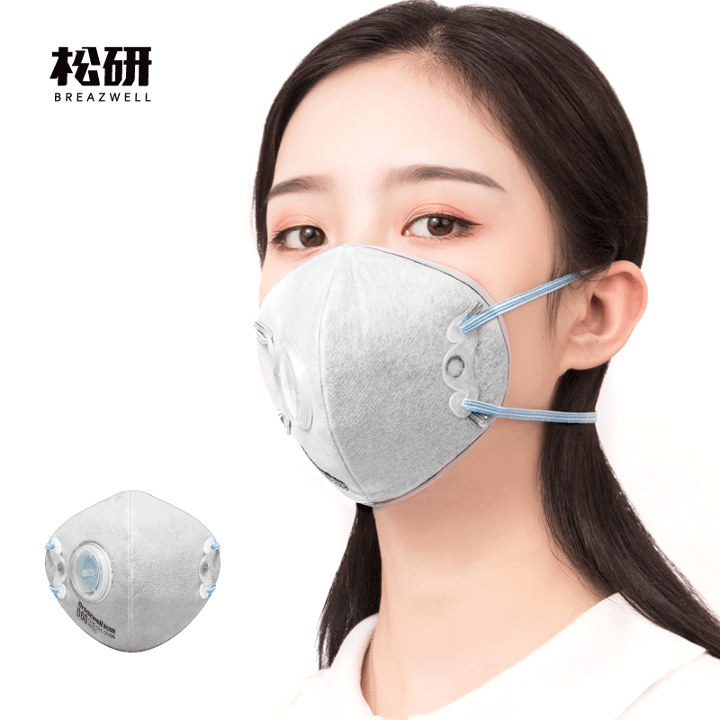 松研D65罩杯式帶閥KN95活性炭防塵口罩圖片1