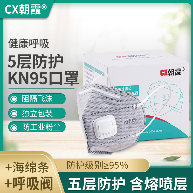 朝霞9100-1耳帶式帶閥KN95防塵口罩圖片1