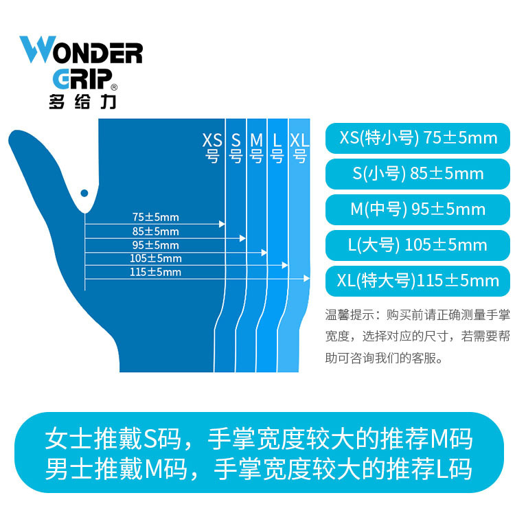 多給力一次性藍(lán)色無(wú)粉丁腈醫(yī)用手套圖片2