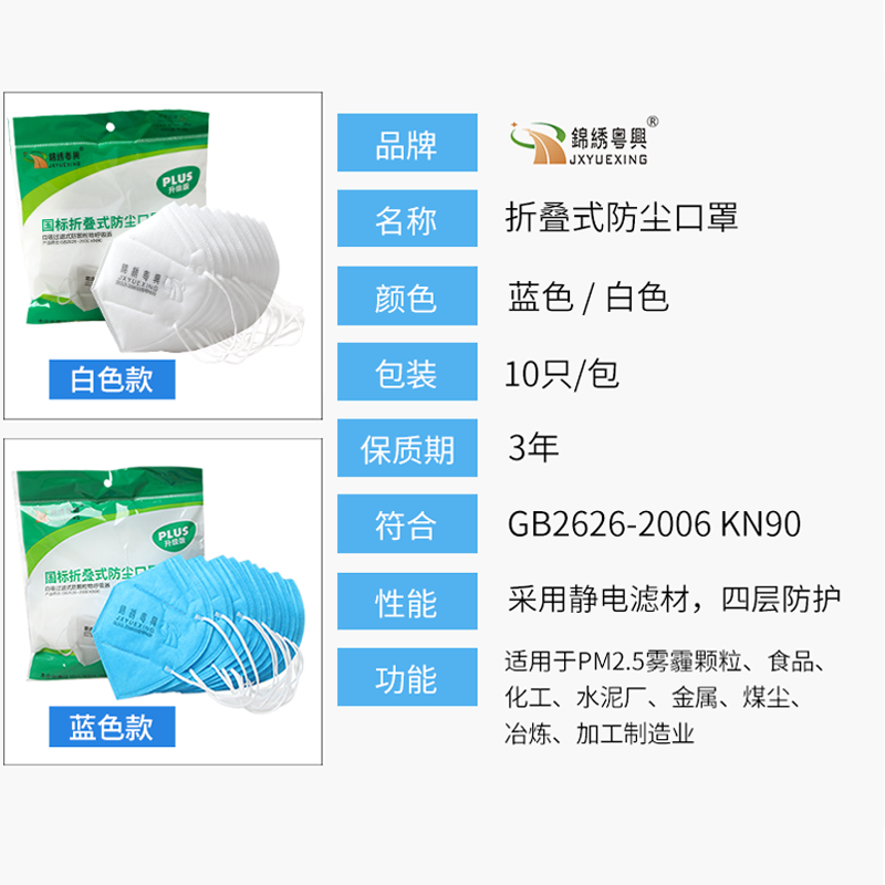 錦繡粵興9507頭戴式KN90防塵口罩圖片2