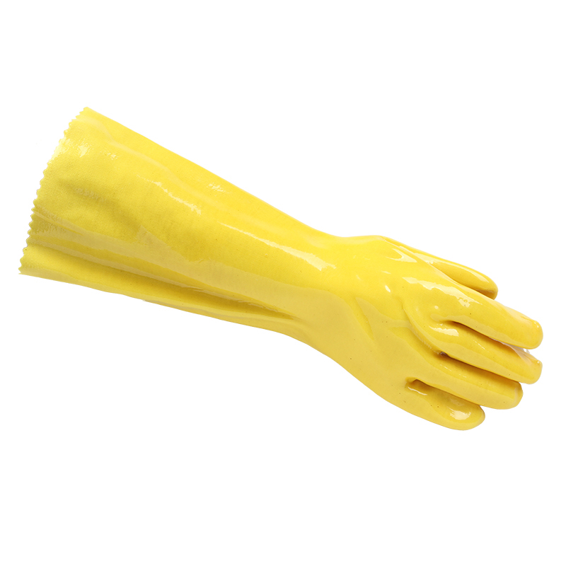 千禧龍045黃棉毛浸塑PVC手套圖片1