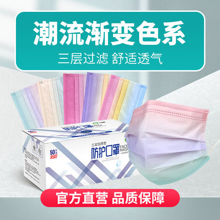 以安A507彩虹漸變色一次性口罩圖片2
