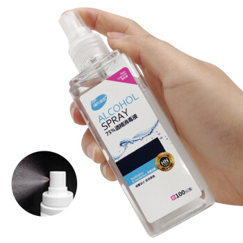 海氏海諾75%酒精消毒液噴霧方瓶100ml圖片1