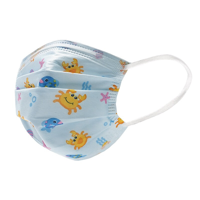 霍盛HMS-DM-06舒適平面口罩超小號35片盒裝(小螃蟹印花款)圖片2