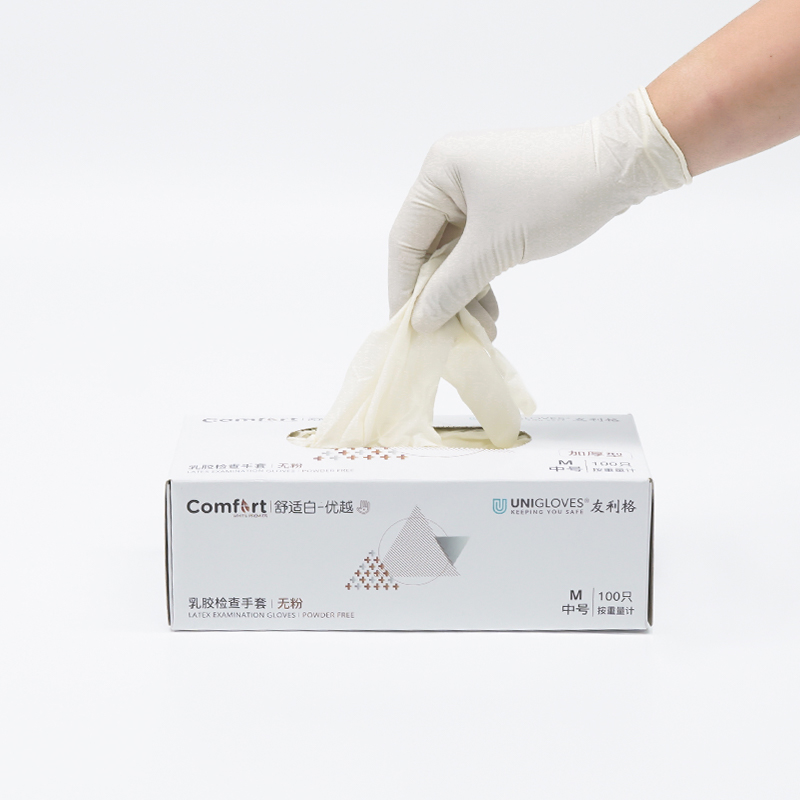 友利格舒適COMFORT U0100一次性無粉優等加厚乳膠檢查手套圖片3