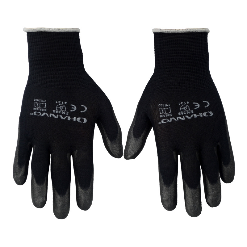 恒輝PE302薄款透氣PU涂層勞保手套圖片1