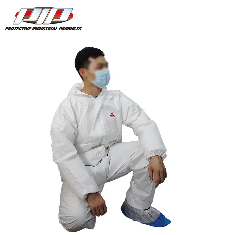 PIP I602白色帶帽連體一次性防護服圖片3
