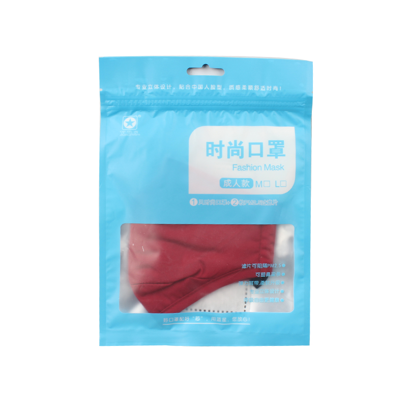 藍(lán)星棗紅耳戴式成人棉布口罩圖片4