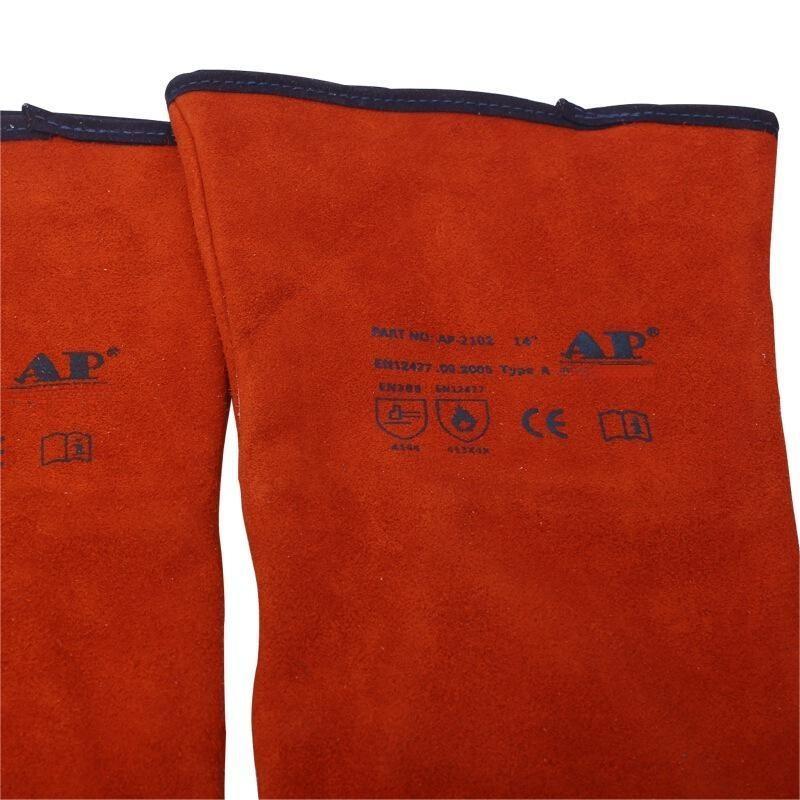 友盟AP-2102銹橙色牛二層皮電焊手套圖片2