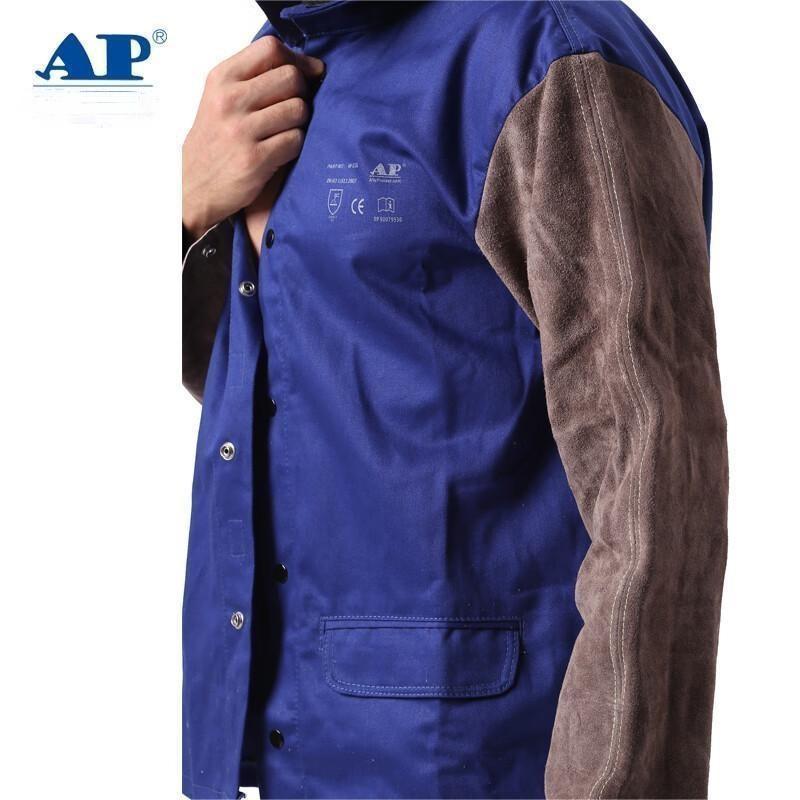 友盟AP-2530防火布配炭啡色皮袖焊工服圖片4 友盟AP-2530防火布配炭啡色皮袖焊工服圖片4