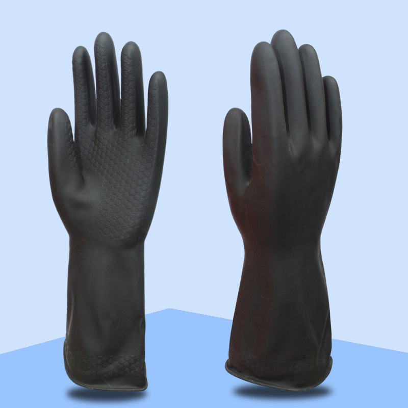 廣州雙一黑色工業橡膠乳膠手套防化耐油耐酸堿手套圖片1