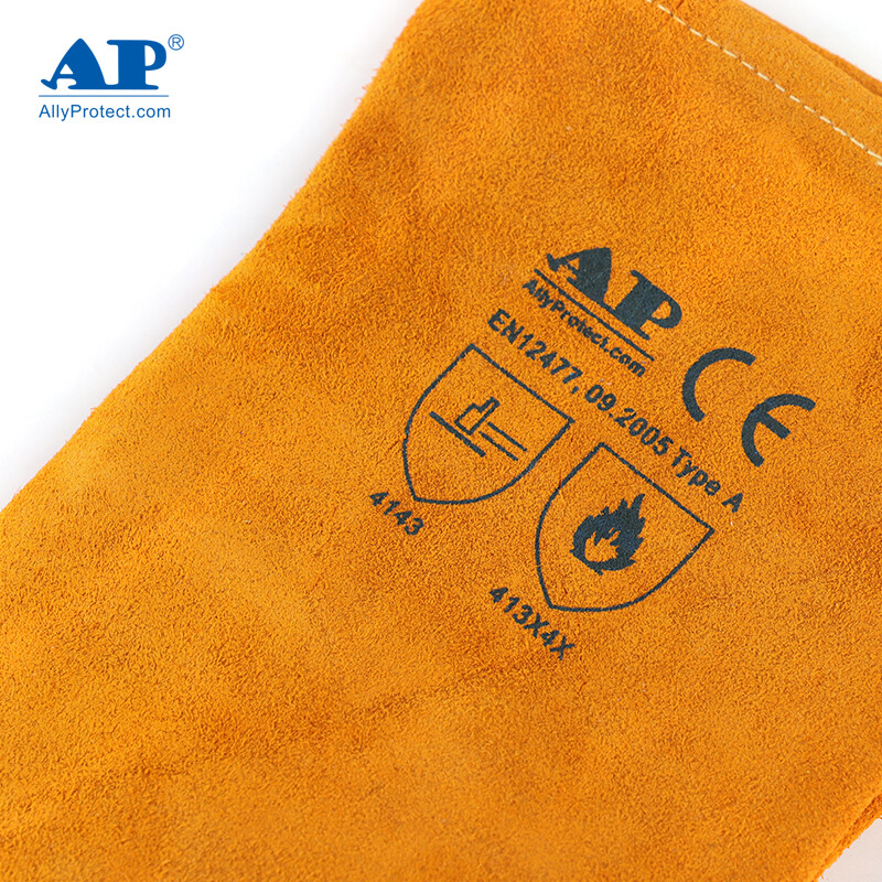 友盟AP-0909金黃色牛二層皮電焊手套圖片4