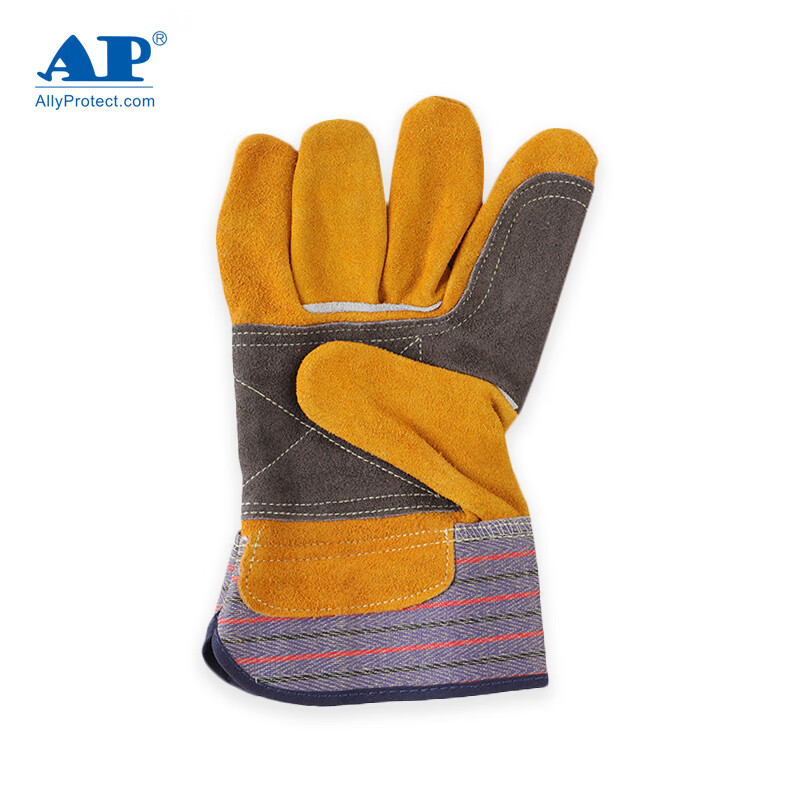 友盟AP-1524耐磨抗穿插牛二層皮勞保手套圖片1