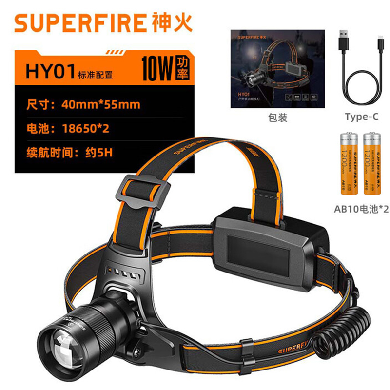 神火HY01調焦感應白激光遠射頭燈圖片1