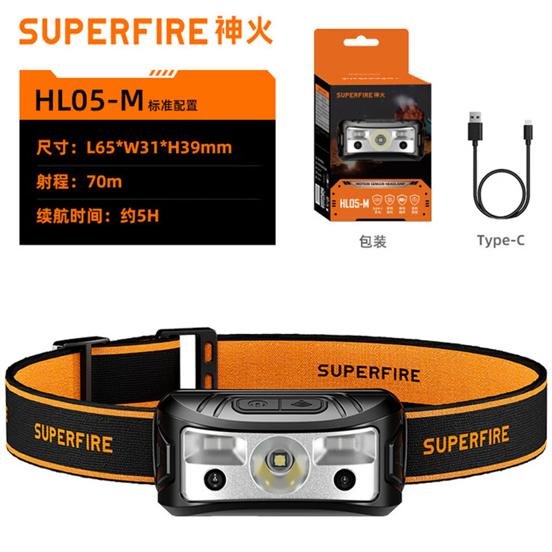 神火HL05-M多檔調(diào)光智能感應(yīng)頭燈圖片1