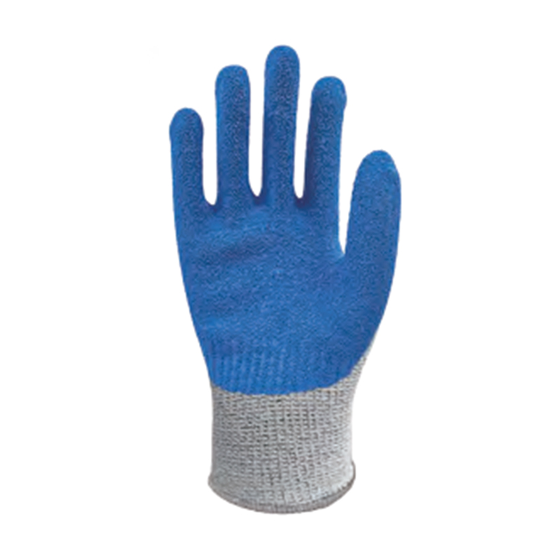 思衛爾2334麻灰色13針藍乳膠浸掌HPPE玻璃纖維防割手套圖片1