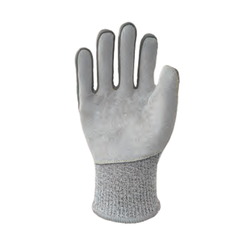 思衛爾L355麻灰色13針牛皮掌貼HPPE玻璃纖維防割手套圖片1