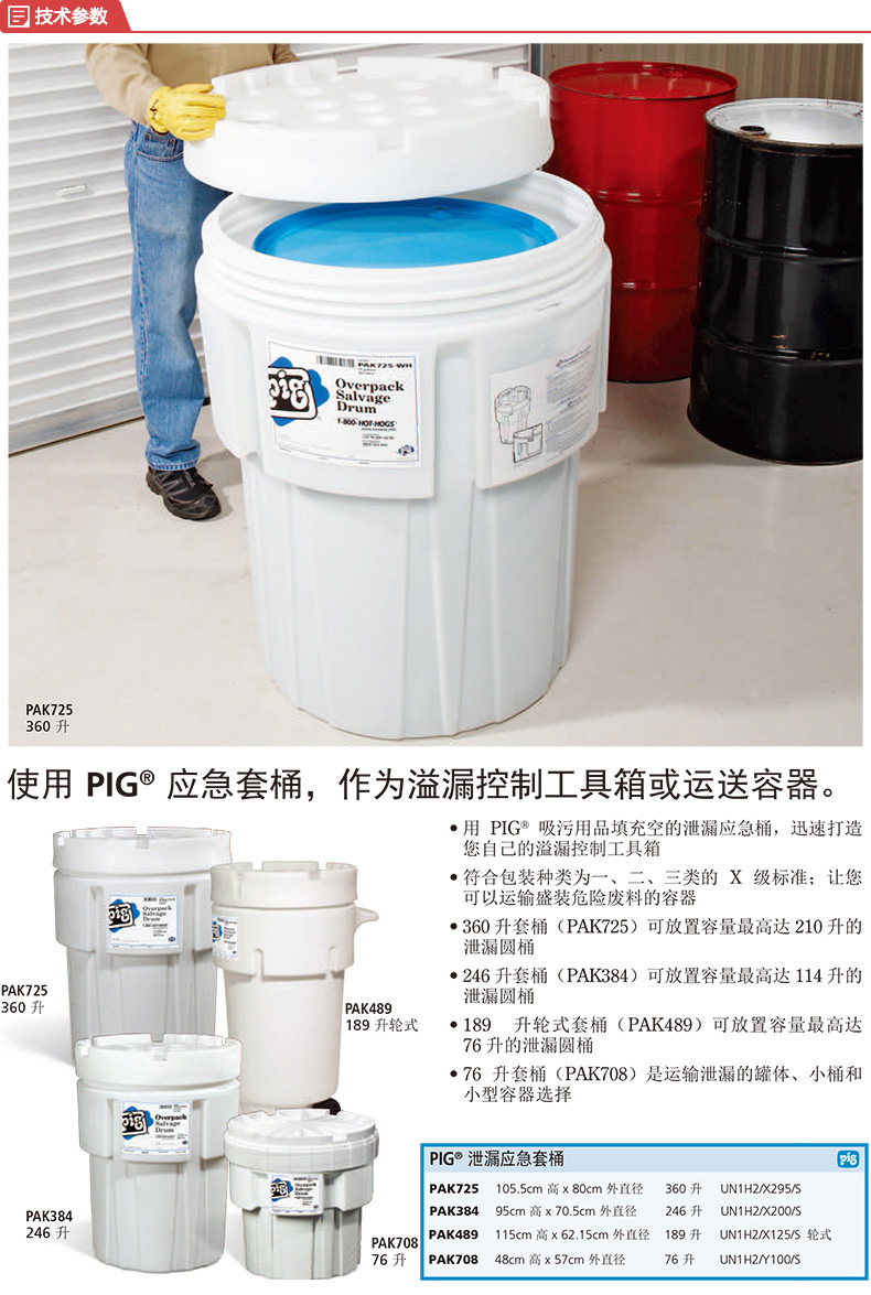 Newpig PAK725-WH PIG360升泄漏應急套桶