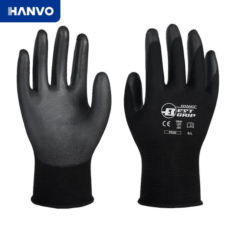 恒輝PE302薄款透氣PU涂層勞保手套