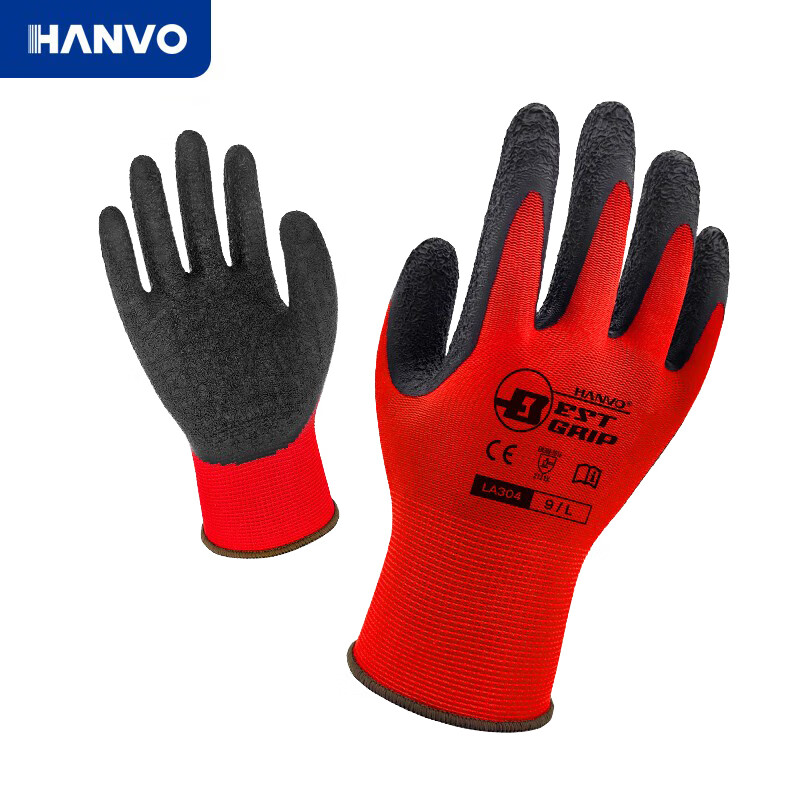 恒輝LA304乳膠皺紋防滑耐磨勞保手套