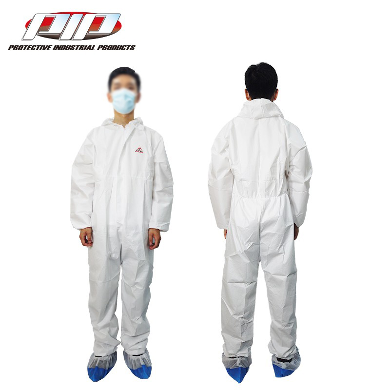 PIP I602白色帶帽連體一次性防護服