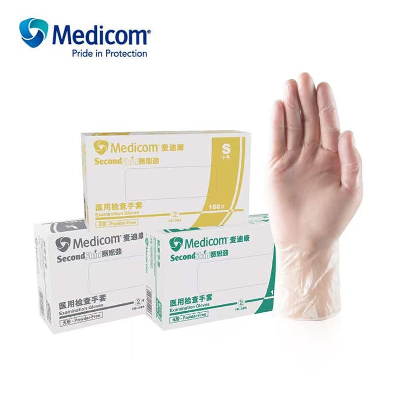 麥迪康1209D透明無粉一次性PVC手套L