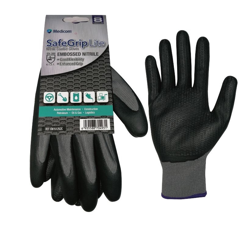 麥迪康1252D黑色防滑耐磨勞保手套