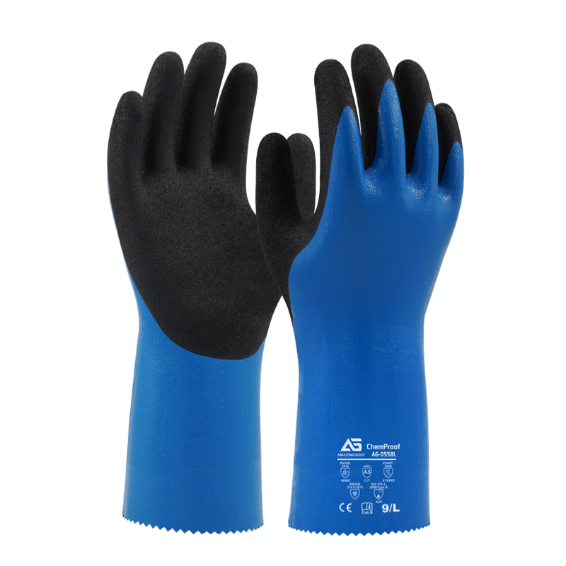 護(hù)享AG-0558L丁腈長筒浸塑防化手套