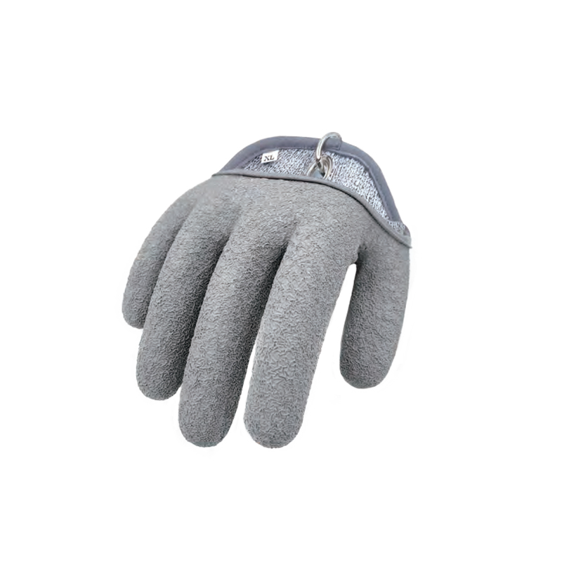 思衛爾F360麻灰色半掌型13針乳膠涂層HPPE防水防扎釣魚手套