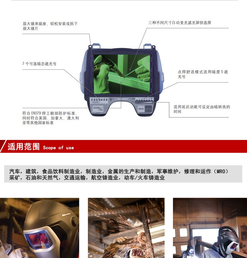 3M541805 9100V FX自動變光焊接面罩圖片3