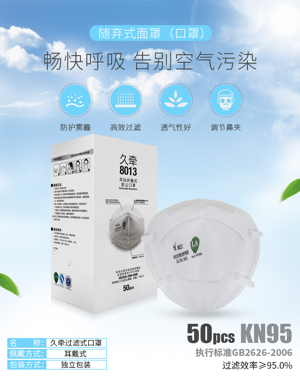 吉可久牽8013KN95防塵口罩圖1