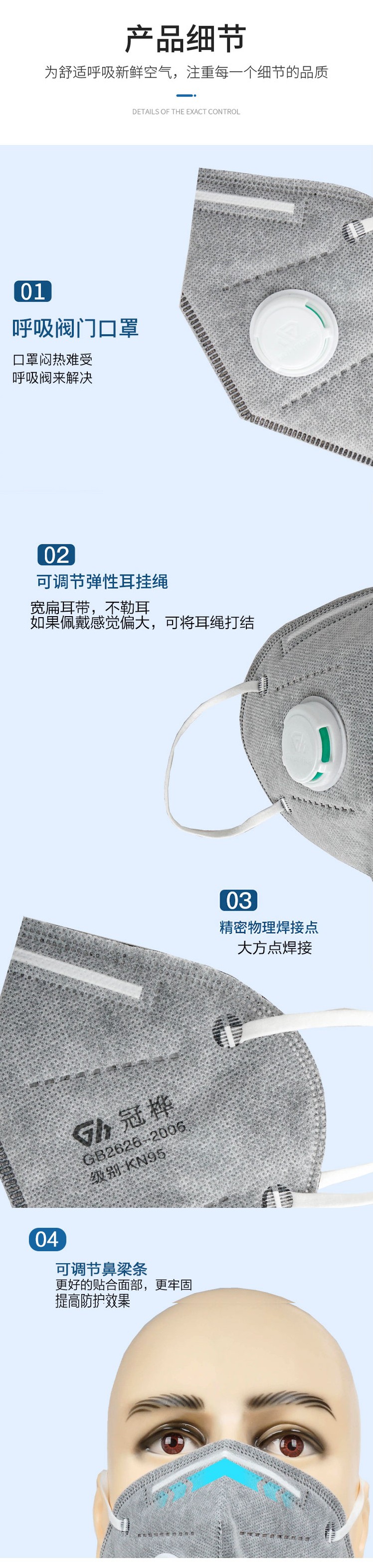 冠樺M-8861SV活性炭帶閥防塵口罩圖6