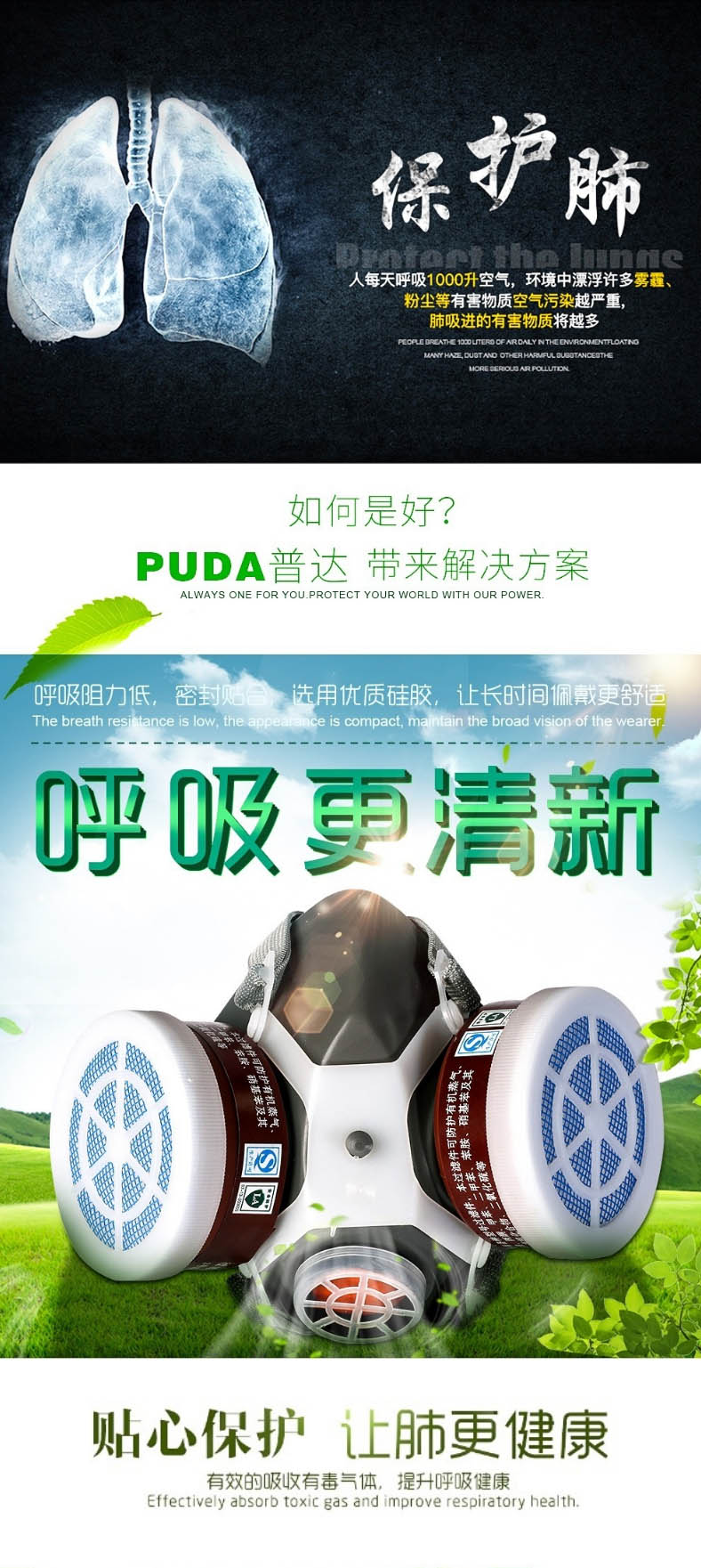 普達FD-402雙罐防毒面具圖2