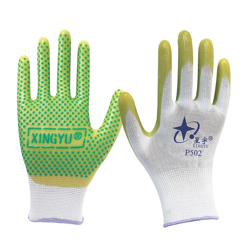 星宇P502尼龍點(diǎn)珠PVC勞保手套圖片4
