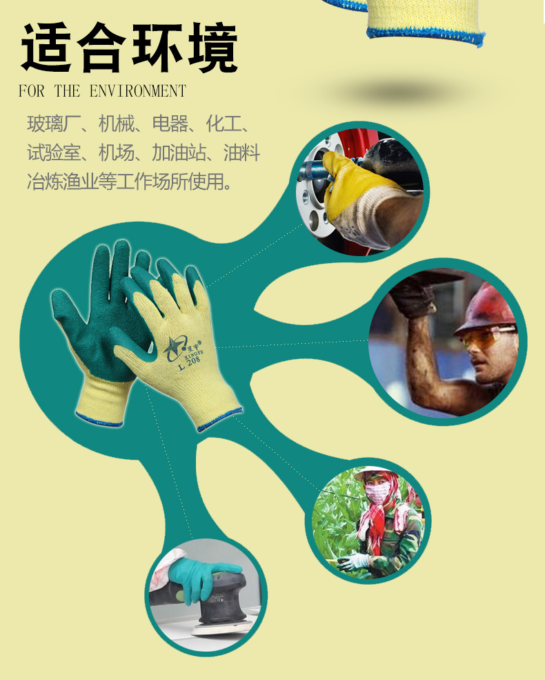 星宇L208紗線皺紋勞保手套圖片2