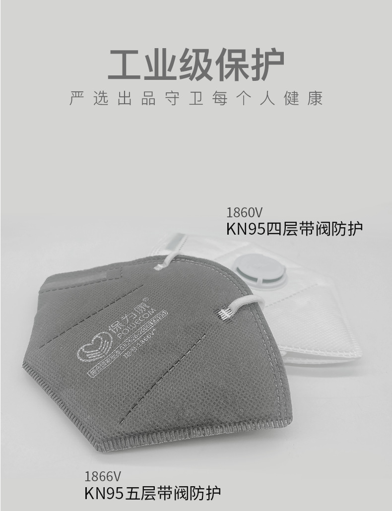 保為康1866V KN95帶呼吸閥防塵口罩圖片6