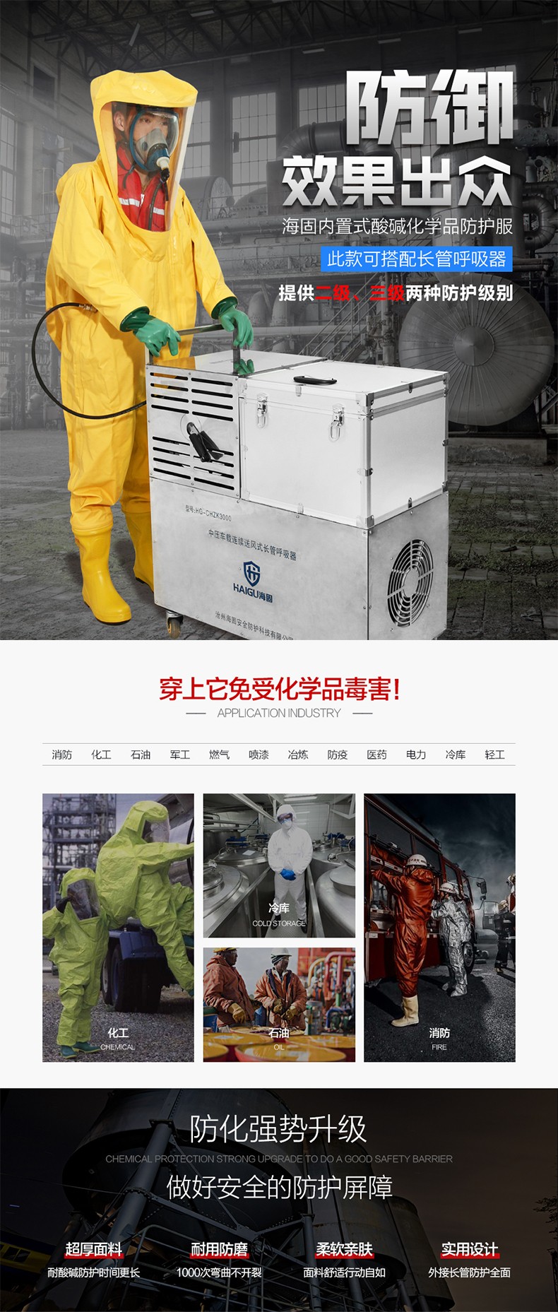 海固定制款！內置外接 內置插孔防化服圖片1