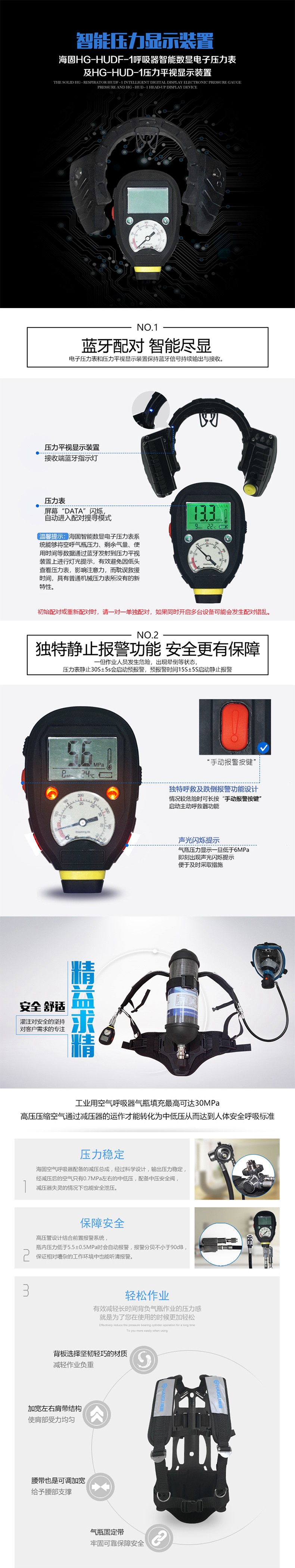 海固RHZKF6.8/30 正壓式空氣呼吸器(配備智能壓力表及壓力平視裝置)圖片3