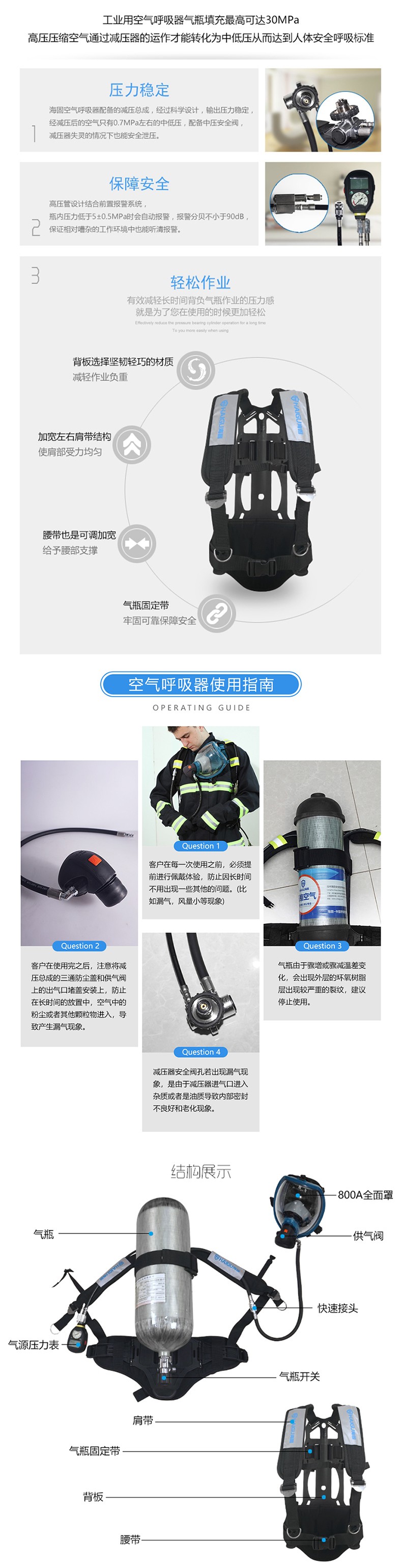 海固RHZKF12/30 正壓式空氣呼吸器(配備智能壓力表及壓力平視裝置)圖片3