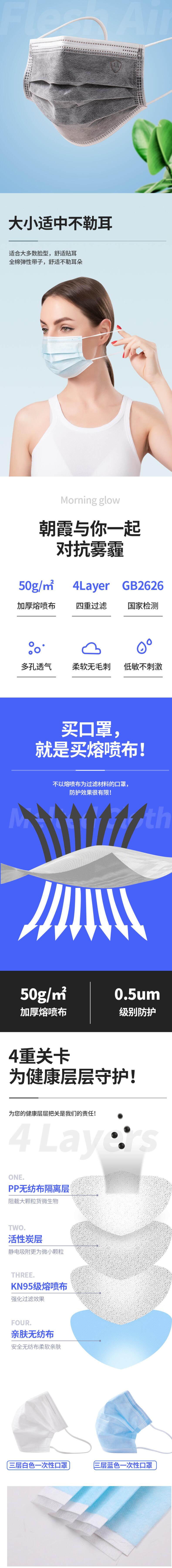 朝霞平面一次性口罩圖片