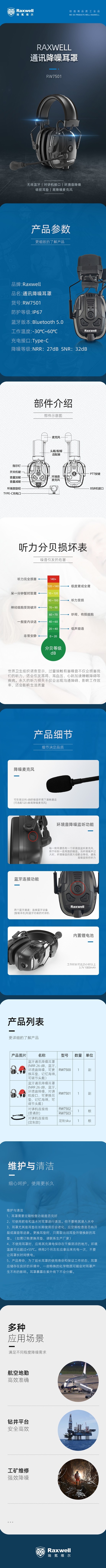 瑞氪維爾RW7501藍牙通訊防噪音耳罩圖片