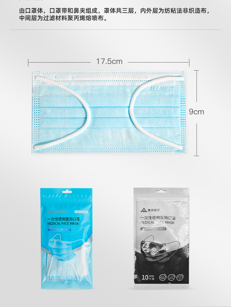 奧美醫療一次性使用醫用口罩圖片2