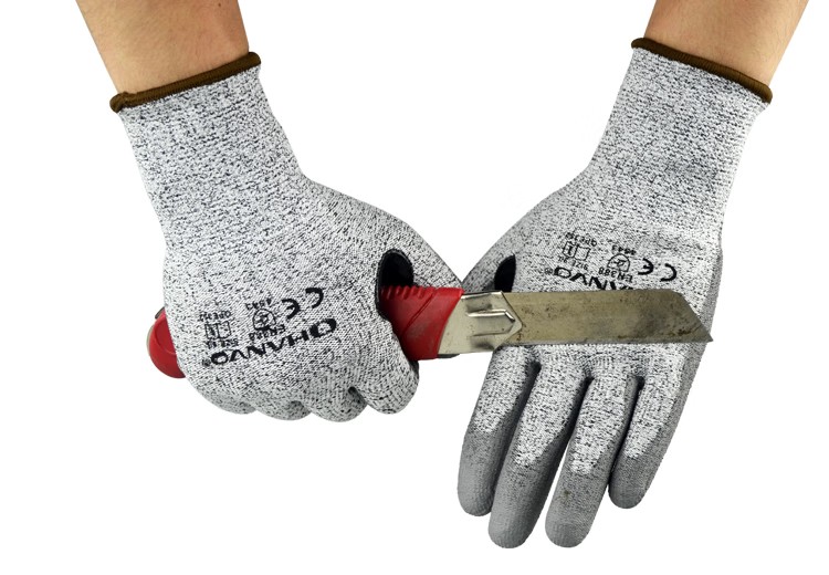 恒輝QPE352虎口加強(qiáng)PU涂層5級防割手套圖片8