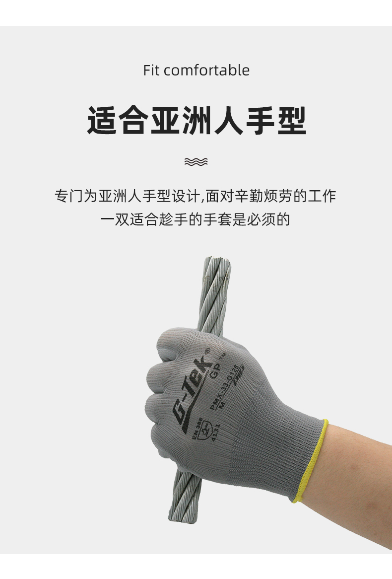 PIP PMX-33-G125經(jīng)濟款灰色PU涂層勞保手套圖片6