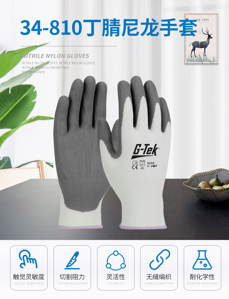 PIP 34-810耐磨丁腈涂層勞保手套圖片1