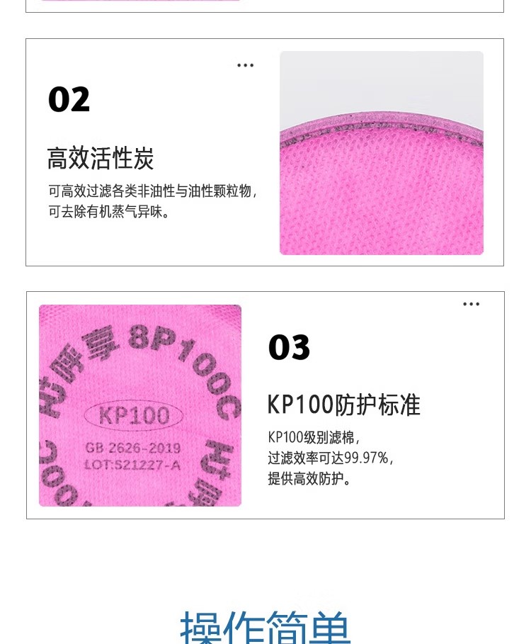 呼享8P100C KP100防有機(jī)異味活性炭防塵濾棉5