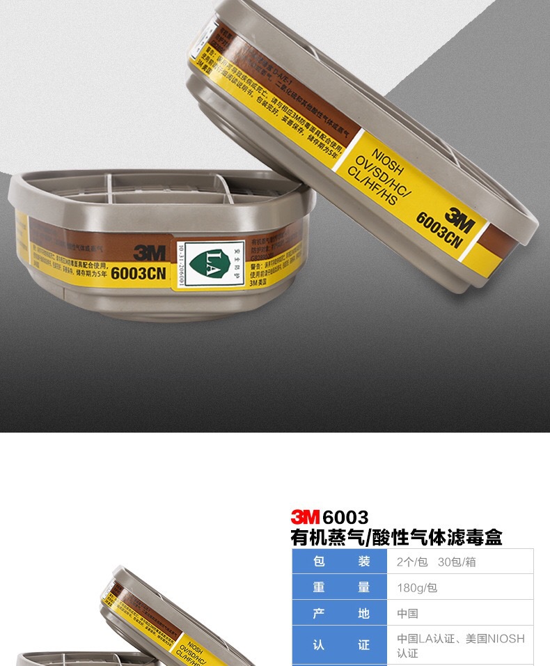 3M6003CN防有機(jī)及酸性氣體濾毒盒圖片4