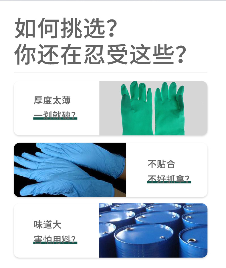 霍尼韋爾2095025橡膠防化手套黑色直筒袖口手套圖片2